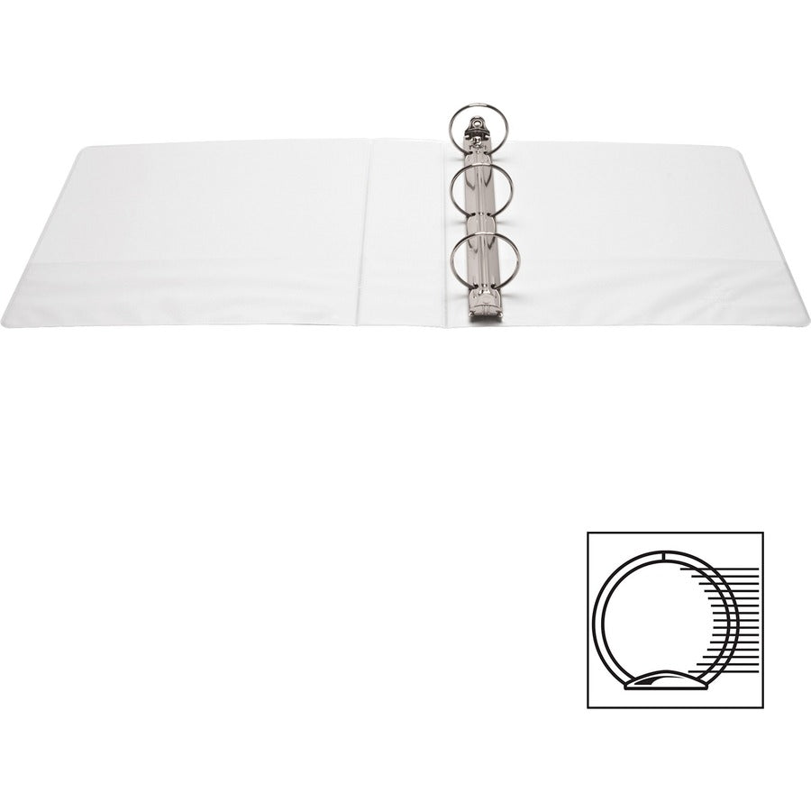 Business Source Round-ring View Binder, 2" Capacity, Letter Size (8.5" x 11"), 475 Sheet Capacity, 2 Internal Pockets, White, Polypropylene/Chipboard, Clear Overlay, Wrinkle-free, Gap-free Ring, 1 Each