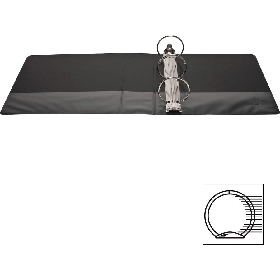 Business Source Round-ring View Binder, 3" Capacity, Letter Size, 625 Sheet Capacity, 2 Internal Pockets, Polypropylene, Black, 1 Each