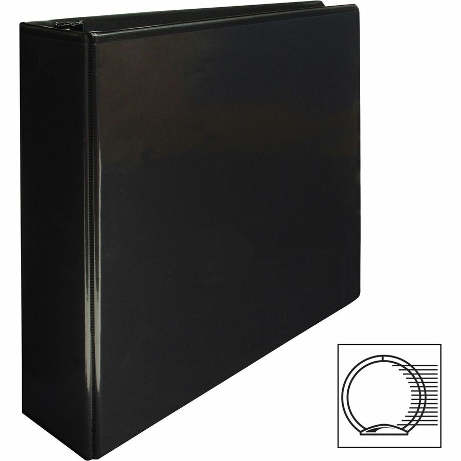 Business Source Round-ring View Binder, 3" Capacity, Letter Size, 625 Sheet Capacity, 2 Internal Pockets, Polypropylene, Black, 1 Each
