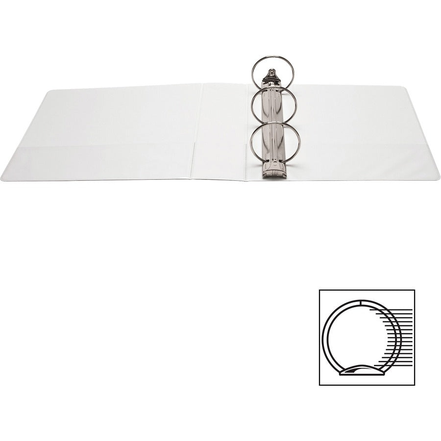 Business Source Round-ring View Binder, 3" Capacity, Letter Size (8.5" x 11"), 625 Sheet Capacity, 2 Internal Pockets, Polypropylene, White, 1 Each