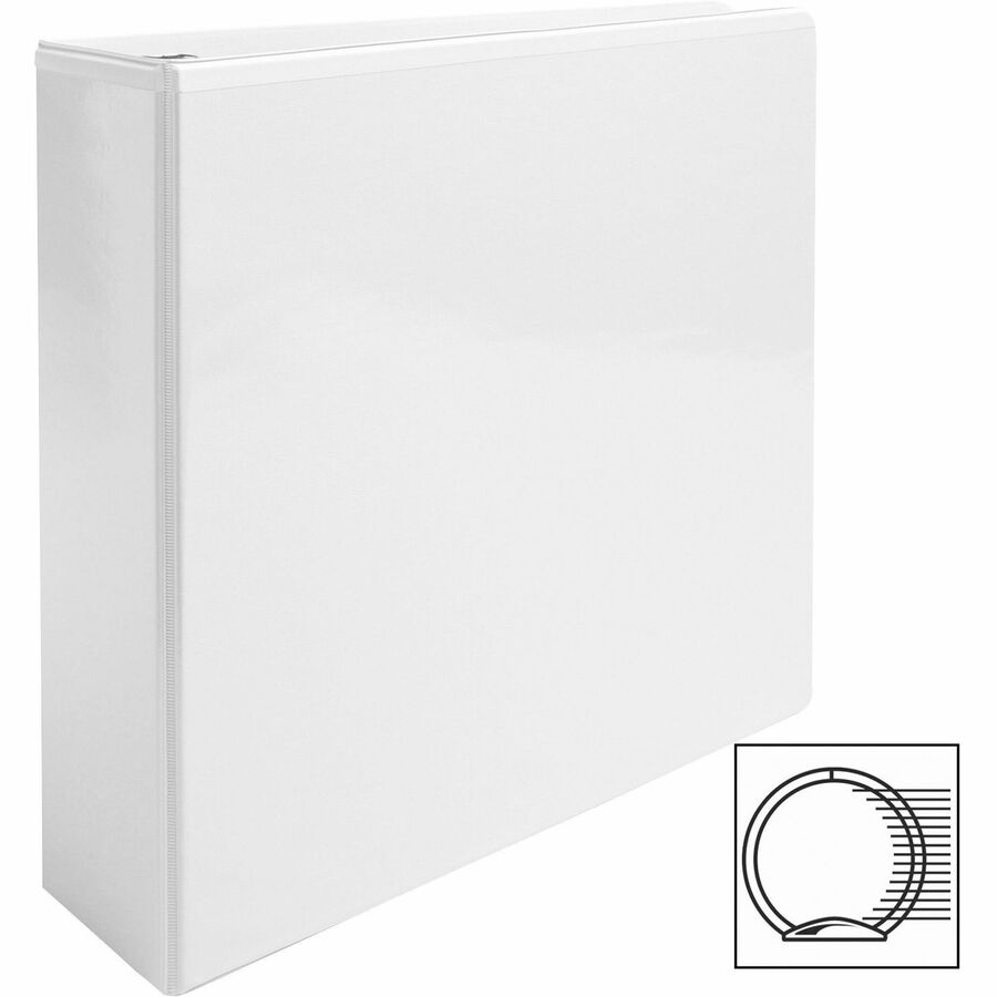 Business Source Round-ring View Binder, 3" Capacity, Letter Size (8.5" x 11"), 625 Sheet Capacity, 2 Internal Pockets, Polypropylene, White, 1 Each