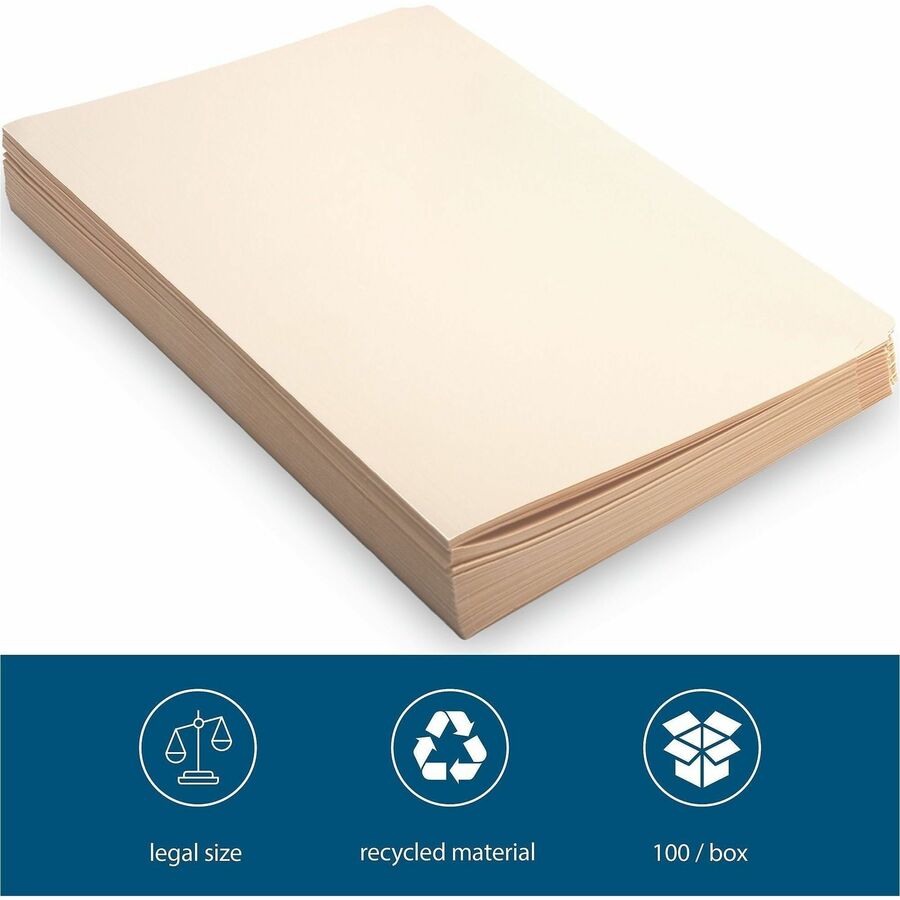 8 1/2" x 14" - 10.5 pt. - Manila - Manila - 10% Recycled - 100 / Box
