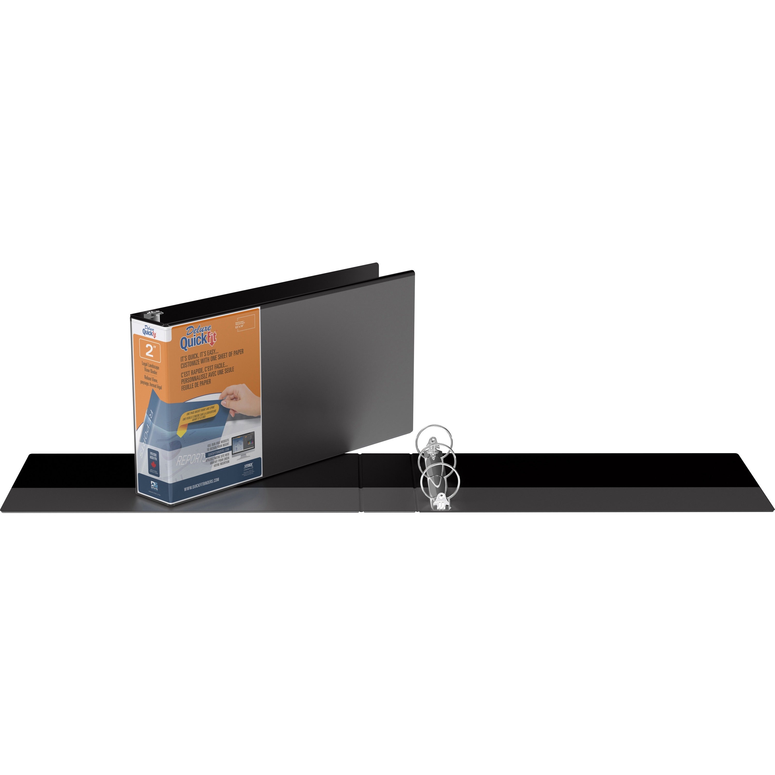QuickFit Ring Binder - 2" Binder Capacity - Legal - 8 1/2" x 14" Sheet Size - 400 Sheet Capacity - 3 x 2" Ring(s) - Fastener(s): Round Ring - Pocket(s): 2, Internal - Polypropylene - Black - Recycled - Antimicrobial - 1 Each