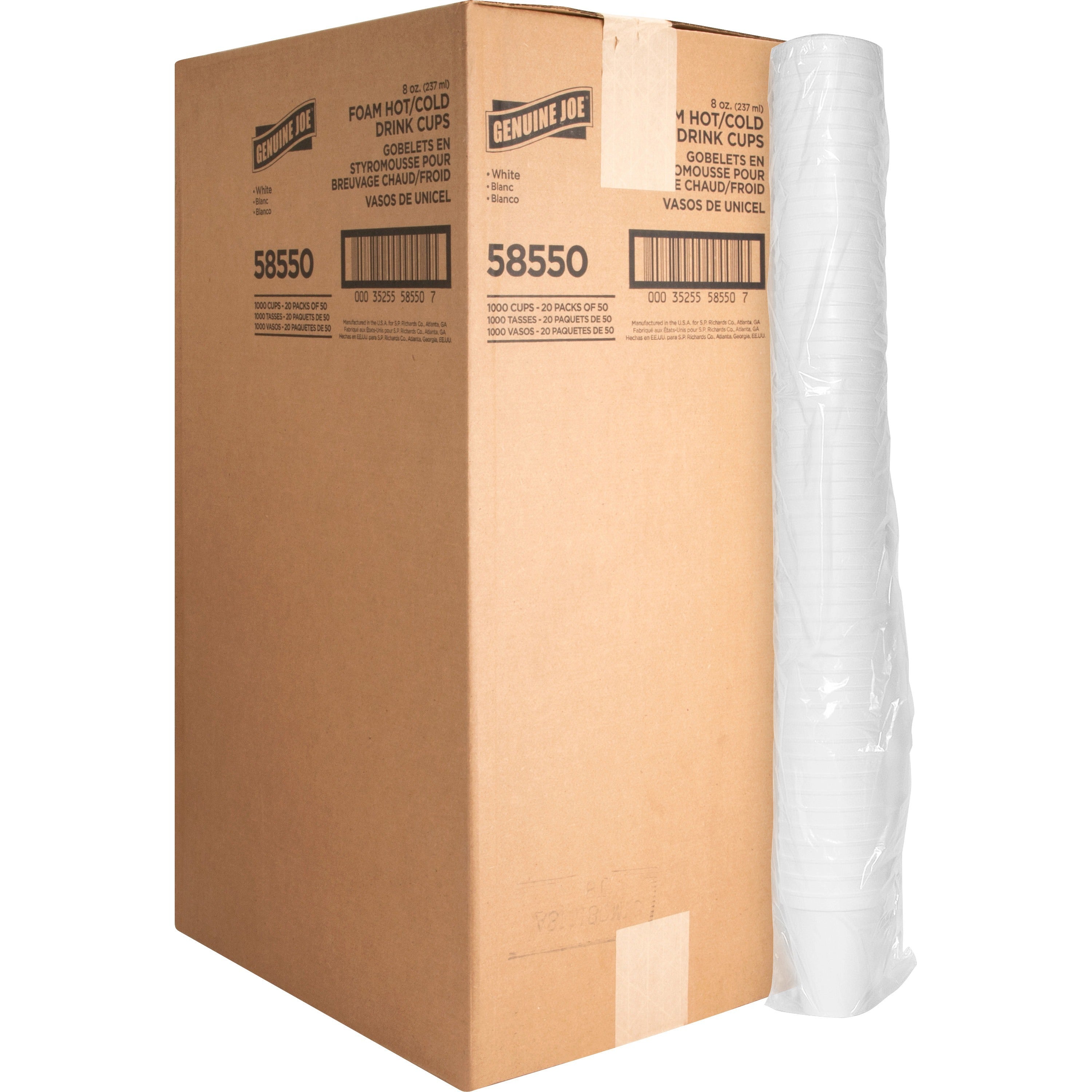 8 fl oz - White - Foam - Hot Drink, Cold Drink - 50/Pack - 20 / Carton