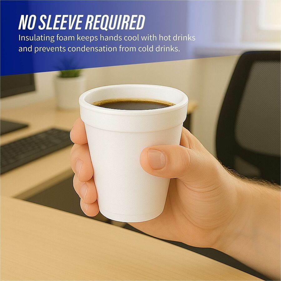 8 fl oz - White - Foam - Hot Drink, Cold Drink - 50/Pack - 20 / Carton