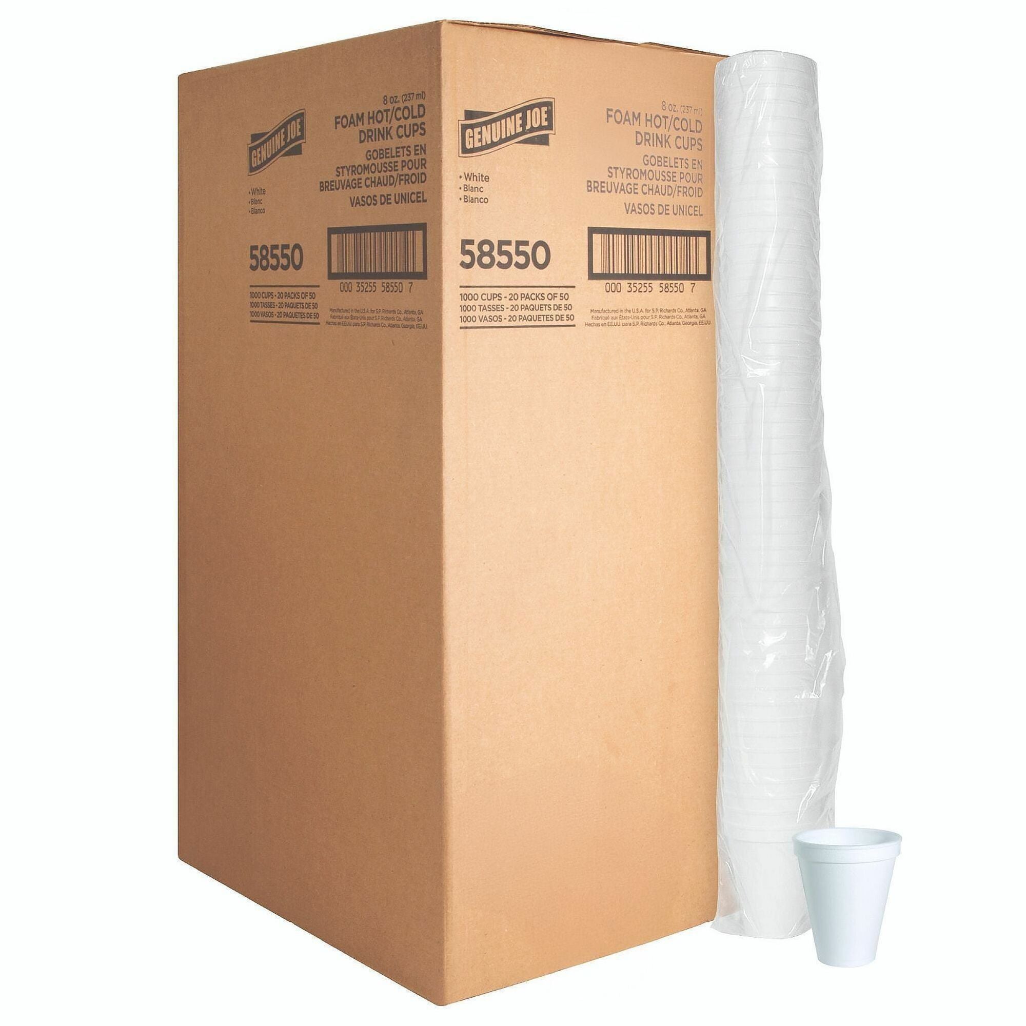 8 fl oz - White - Foam - Hot Drink, Cold Drink - 50/Pack - 20 / Carton