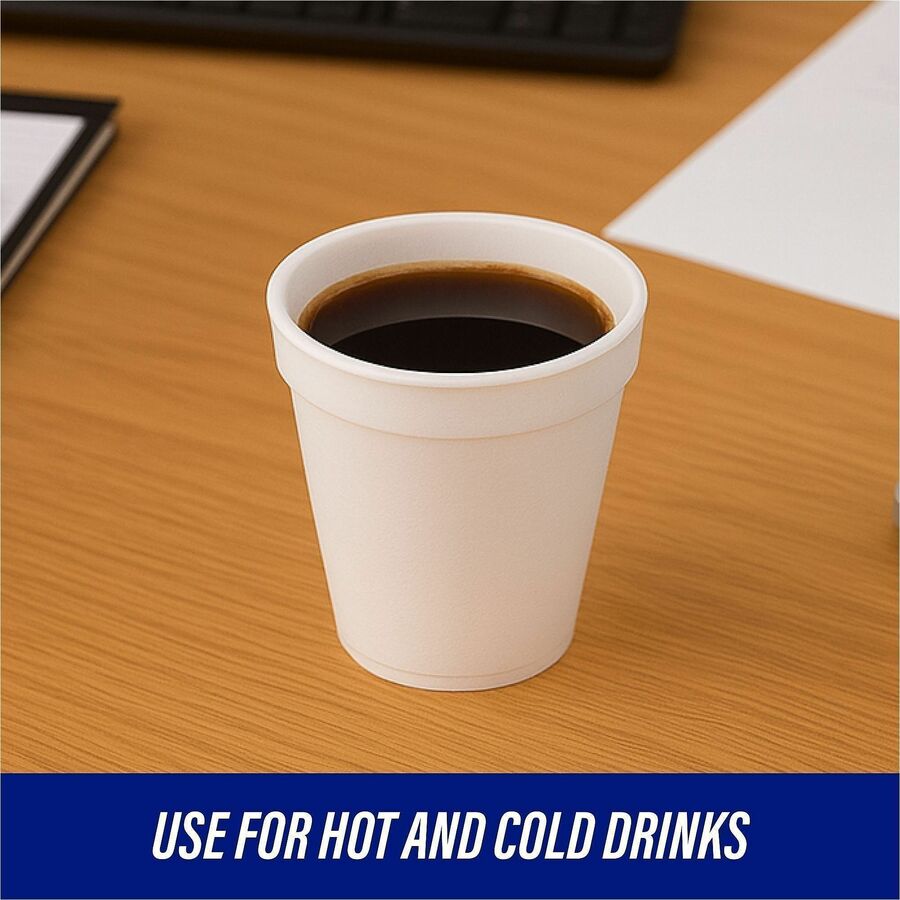 8 fl oz - White - Foam - Hot Drink, Cold Drink - 50/Pack - 20 / Carton