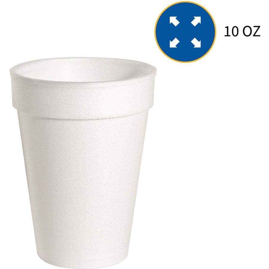 10 fl oz - White - Foam - Hot Drink, Cold Drink - 25/Pack - 40 / Carton