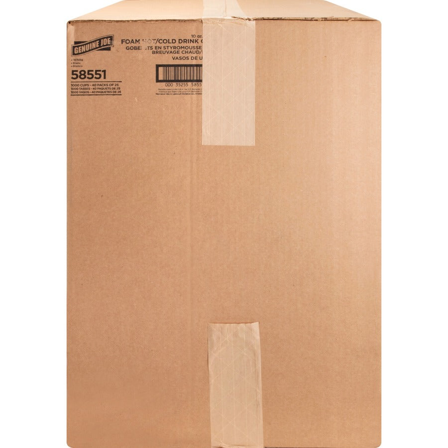 10 fl oz - White - Foam - Hot Drink, Cold Drink - 25/Pack - 40 / Carton