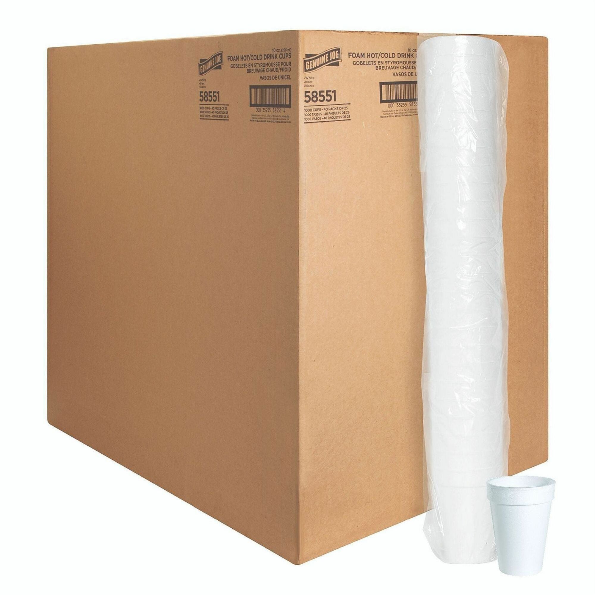 10 fl oz - White - Foam - Hot Drink, Cold Drink - 25/Pack - 40 / Carton