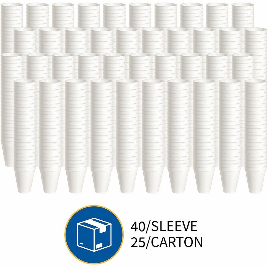 12 fl oz - White - Foam - Hot Drink, Cold Drink - 40/Pack - 25 / Carton