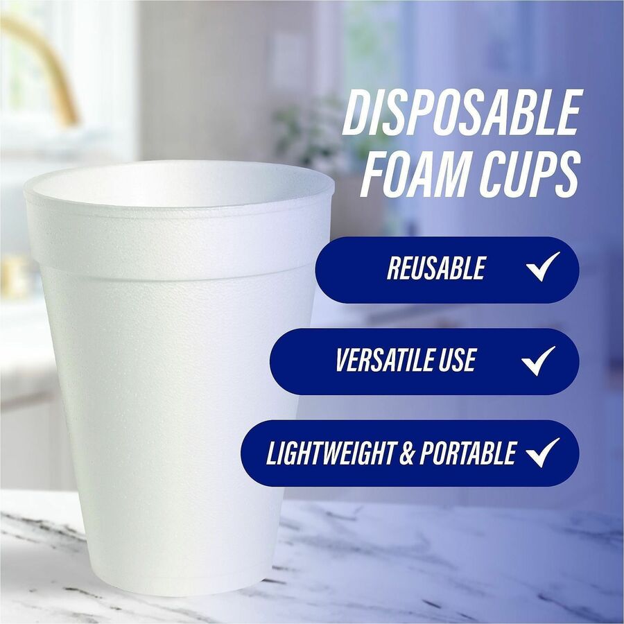12 fl oz - White - Foam - Hot Drink, Cold Drink - 40/Pack - 25 / Carton