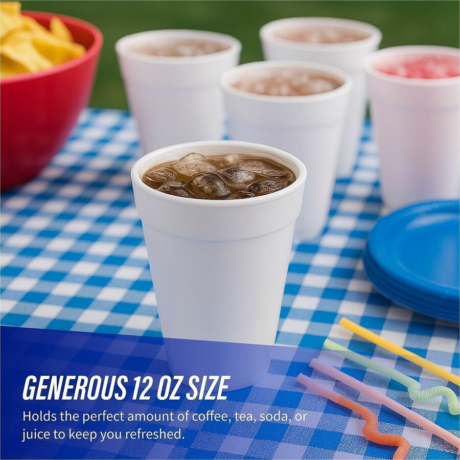 12 fl oz - White - Foam - Hot Drink, Cold Drink - 40/Pack - 25 / Carton