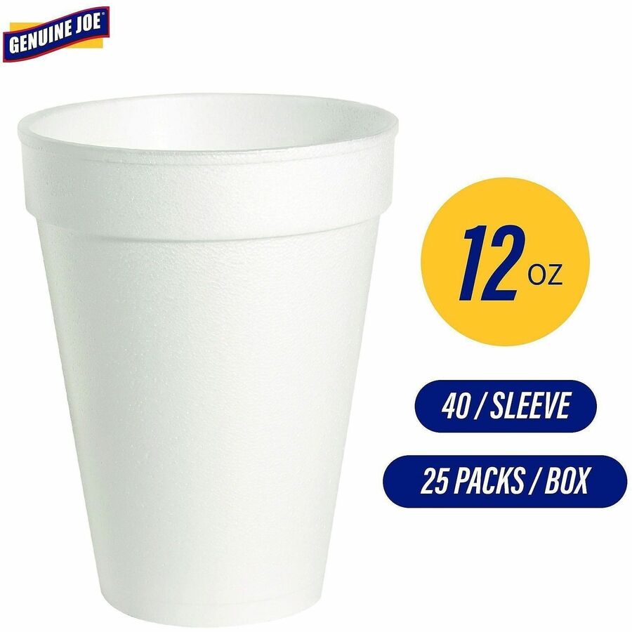 12 fl oz - White - Foam - Hot Drink, Cold Drink - 40/Pack - 25 / Carton