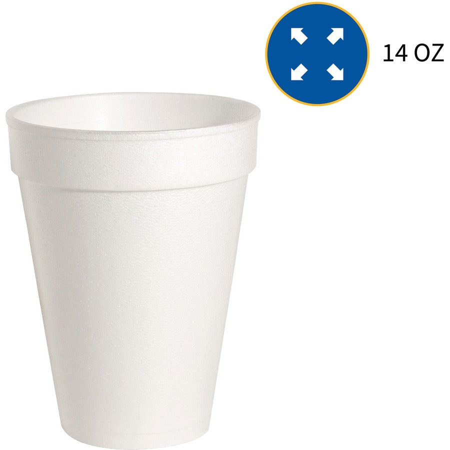 14 fl oz - White - Foam - Hot Drink, Cold Drink - 25 Cups/Pack - 40 / Carton