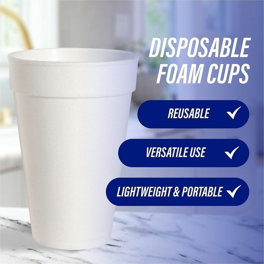 16 fl oz - White - Foam - Hot Drink, Cold Drink - 25/Pack - 20 / Carton