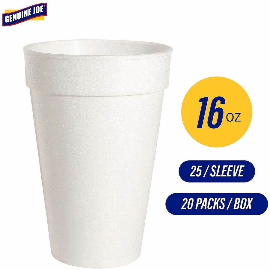 16 fl oz - White - Foam - Hot Drink, Cold Drink - 25/Pack - 20 / Carton
