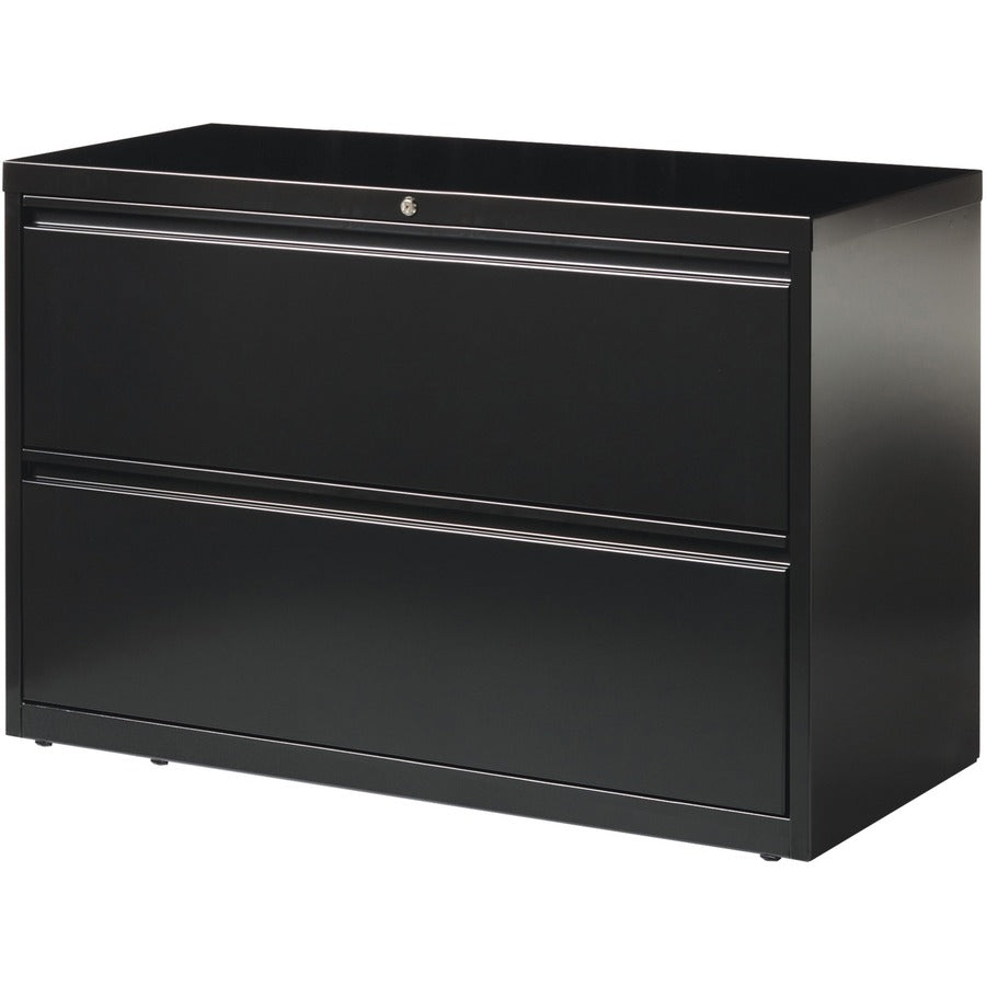 Lorell Fortress Series Lateral File - 42" Width x 18.6" Depth x 28.1" Height - 2 x Drawer(s) for File - Letter, Legal, A4 - Lateral - Interlocking, Leveling Glide, Ball-bearing Suspension, Label Holder - Black - Recycled