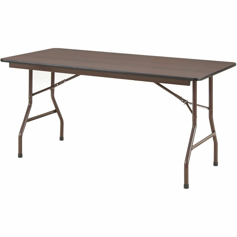 Lorell Economy Folding Table - Melamine Rectangle Top - 500 lb Capacity - 60" Table Top Length x 30" Table Top Width x 0.63" Table Top Thickness - 29" Height - Mahogany - 1 Each