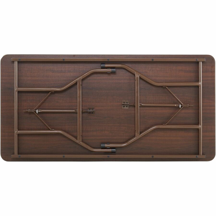 Lorell Economy Folding Table - Melamine Rectangle Top - 500 lb Capacity - 60" Table Top Length x 30" Table Top Width x 0.63" Table Top Thickness - 29" Height - Mahogany - 1 Each