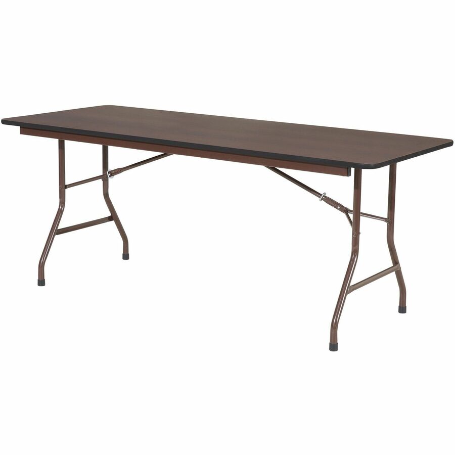 Lorell Economy Folding Table - Melamine Rectangle Top - 500 lb Capacity - 72" Table Top Length x 30" Table Top Width x 0.63" Table Top Thickness - 29" Height - Mahogany - 1 Each
