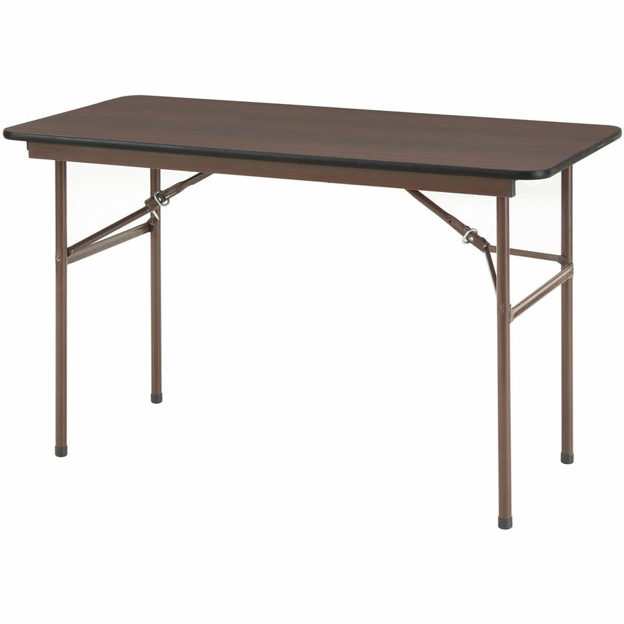 Lorell Economy Folding Table - Melamine Rectangle Top - 500 lb Capacity - 48" Table Top Length x 24" Table Top Width x 0.63" Table Top Thickness - 29" Height - Mahogany - 1 Each
