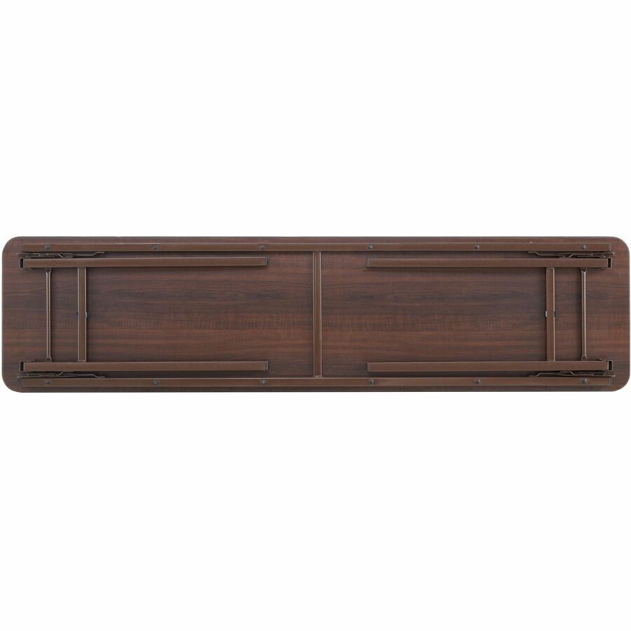 Lorell Economy Folding Table - Melamine Rectangle Top - 500 lb Capacity - 96" Table Top Length x 30" Table Top Width x 0.63" Table Top Thickness - 29" Height - Mahogany - 1 Each