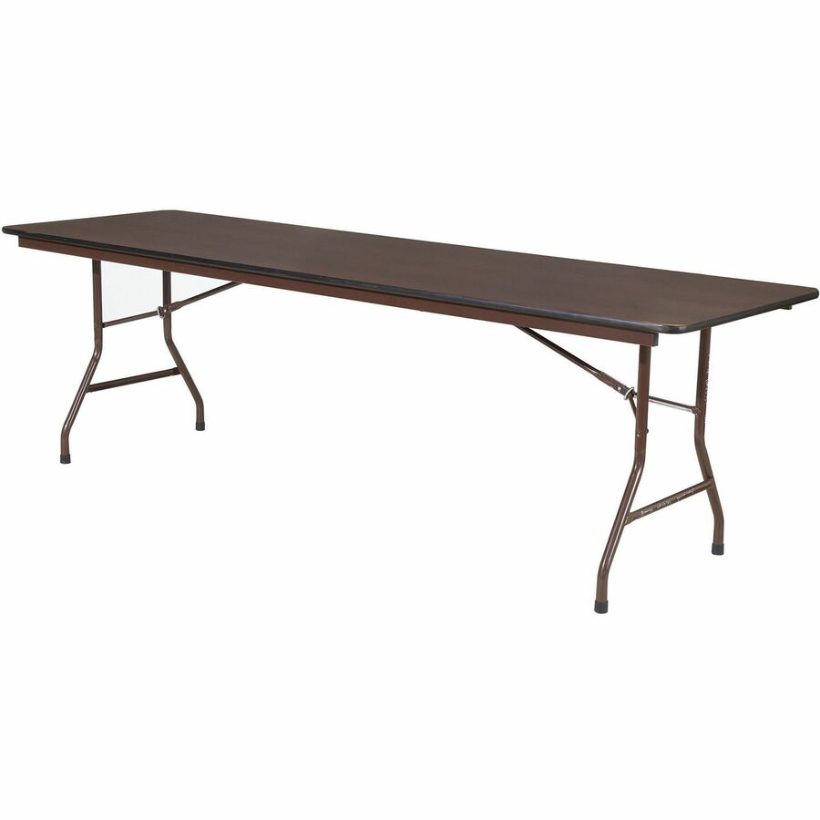 Lorell Economy Folding Table - Melamine Rectangle Top - 500 lb Capacity - 96" Table Top Length x 30" Table Top Width x 0.63" Table Top Thickness - 29" Height - Mahogany - 1 Each