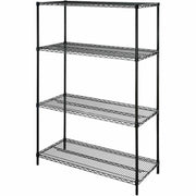 Lorell Industrial Wire Shelving - 36" Width x 24" Depth x 72" Height - 4 x Shelf(ves) - 4000 lb Load Capacity - Black - Steel