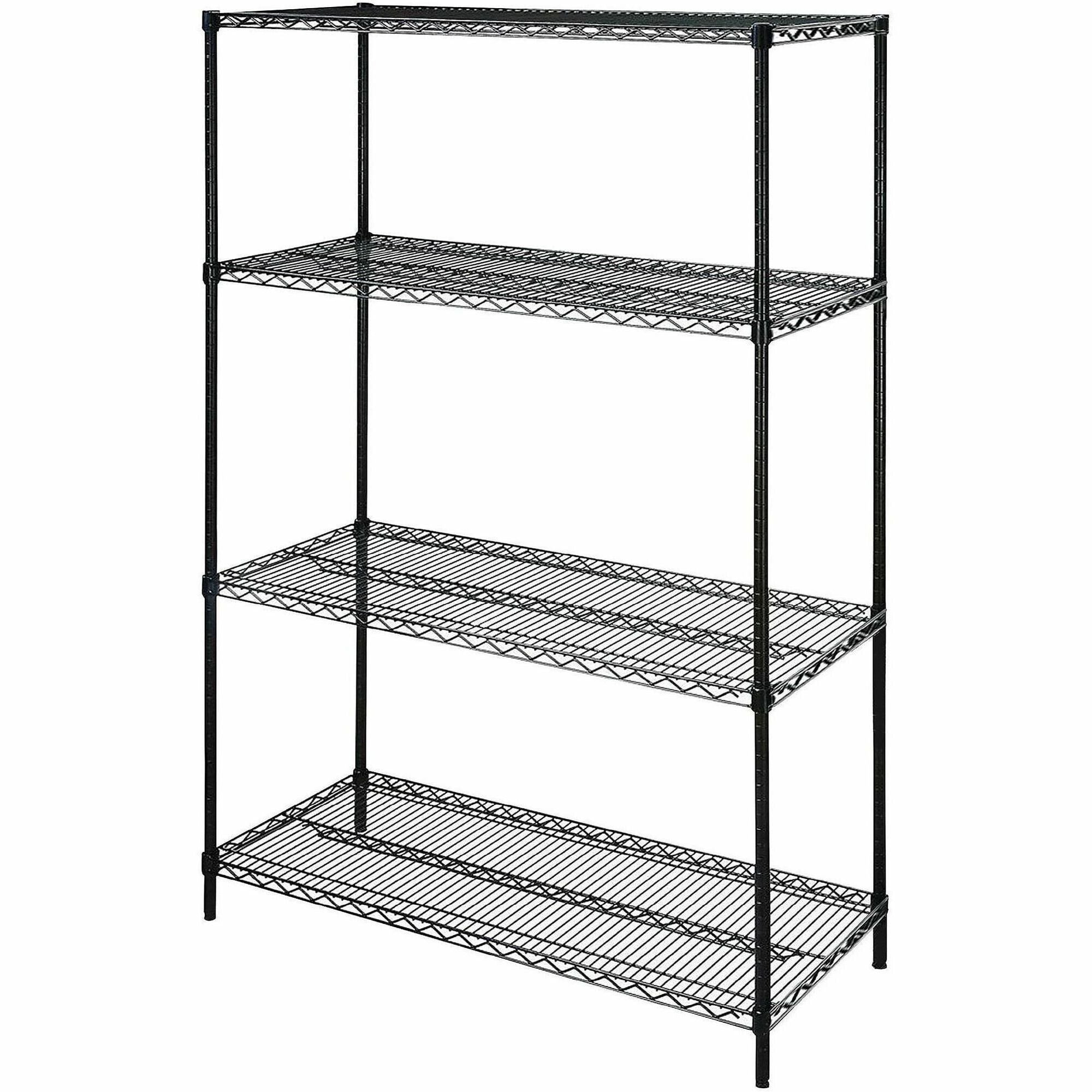 Lorell Industrial Wire Shelving - 36" Width x 24" Depth x 72" Height - 4 x Shelf(ves) - 4000 lb Load Capacity - Black - Steel