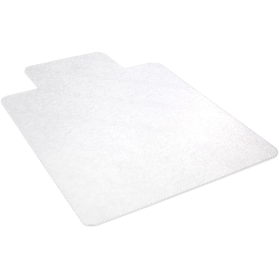 Lorell Wide Lip Chairmat - Hard Floor, Wood Floor, Vinyl Floor, Tile Floor - 53" Length x 45" Width x 0.095" Thickness - Lip Size 12" Length x 25" Width - Vinyl - Clear - 1 Each