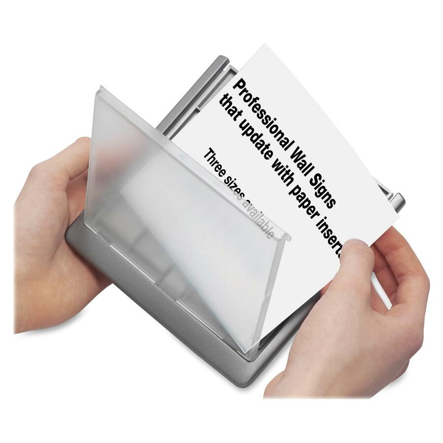 DURABLE Click Sign - 6.8" Width x 3" Height x 0.6" Depth - Rectangular Shape - Wall Mountable, Door-mountable - Indoor - Plastic - Graphite, Graphite - 1 Each