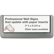 DURABLE Click Sign - 6.8" Width x 3" Height x 0.6" Depth - Rectangular Shape - Wall Mountable, Door-mountable - Indoor - Plastic - Graphite, Graphite - 1 Each