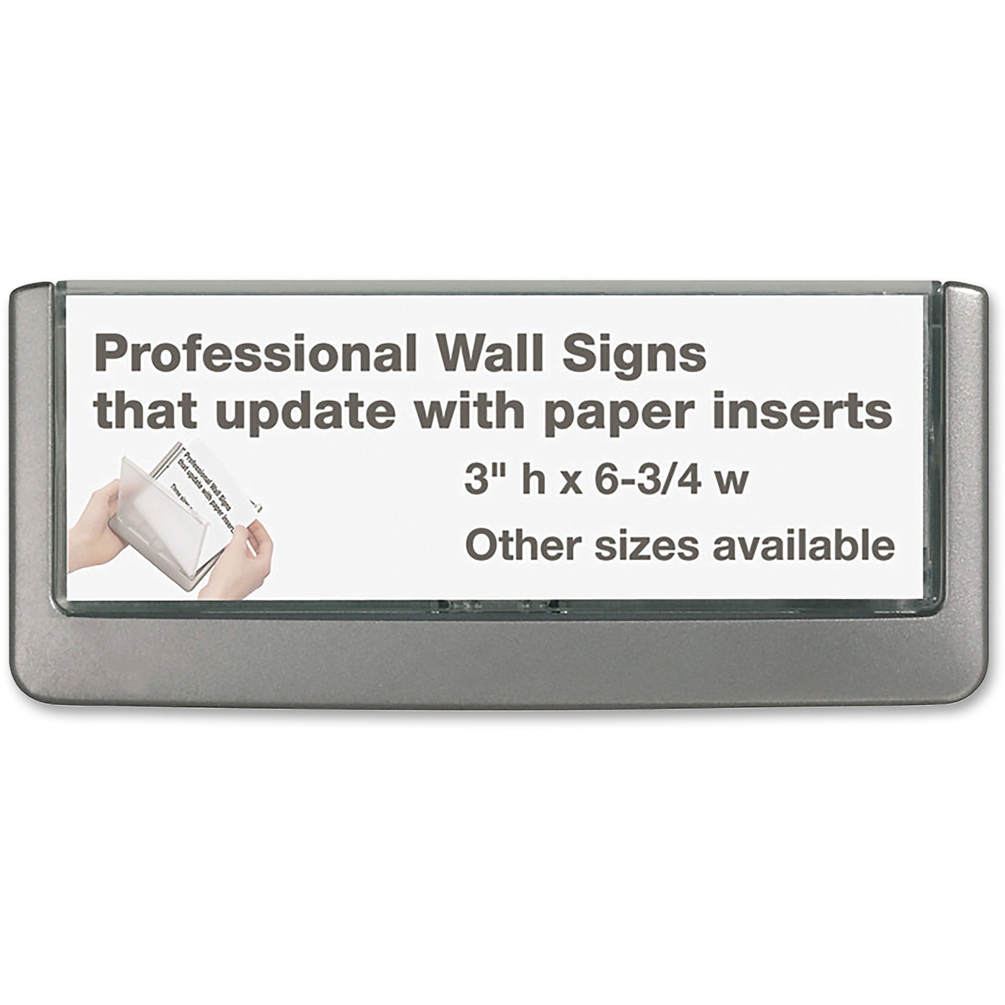 DURABLE Click Sign - 6.8" Width x 3" Height x 0.6" Depth - Rectangular Shape - Wall Mountable, Door-mountable - Indoor - Plastic - Graphite, Graphite - 1 Each