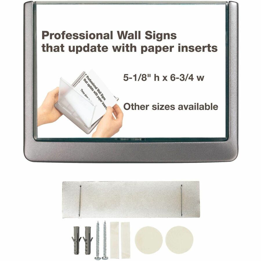 DURABLE Click Sign - 6.8" Width x 5.1" Height x 0.6" Depth - Rectangular Shape - Wall Mountable, Door-mountable - Indoor - Plastic - Graphite, Graphite - 1 Each