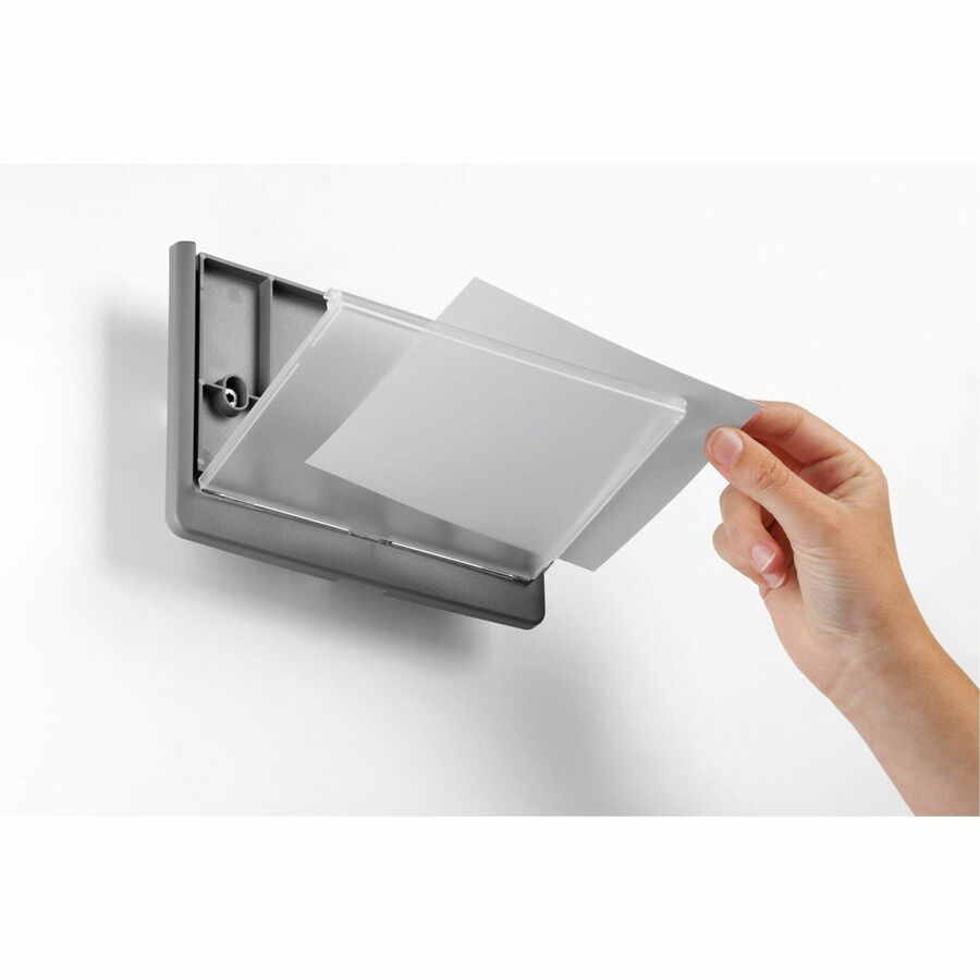 DURABLE Click Sign - 6.8" Width x 5.1" Height x 0.6" Depth - Rectangular Shape - Wall Mountable, Door-mountable - Indoor - Plastic - Graphite, Graphite - 1 Each