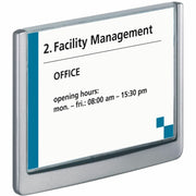 DURABLE Click Sign - 6.8" Width x 5.1" Height x 0.6" Depth - Rectangular Shape - Wall Mountable, Door-mountable - Indoor - Plastic - Graphite, Graphite - 1 Each