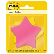 Post-it&reg; Super Sticky Die-Cut Notes - 150 - 3" Flag/Note Width x 3" Flag/Note Length - Star - 75 Sheets per Pad - Unruled - Yellow, Pink - Self-adhesive - 1 Pack