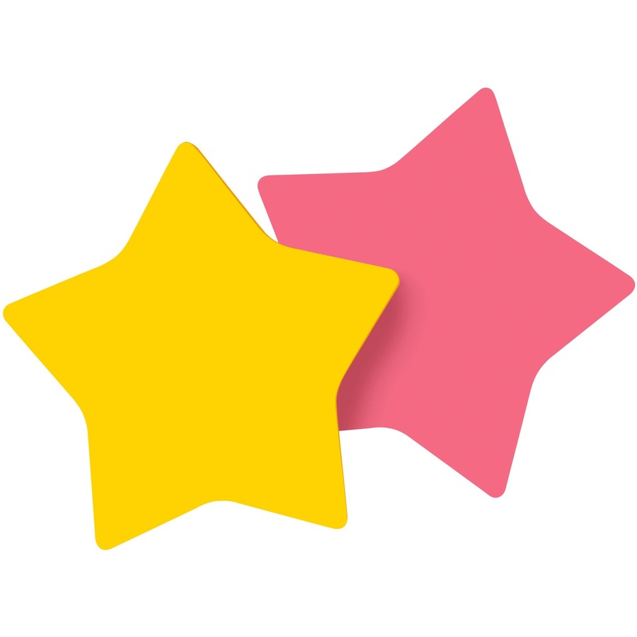 Post-it&reg; Super Sticky Die-Cut Notes - 150 - 3" Flag/Note Width x 3" Flag/Note Length - Star - 75 Sheets per Pad - Unruled - Yellow, Pink - Self-adhesive - 1 Pack