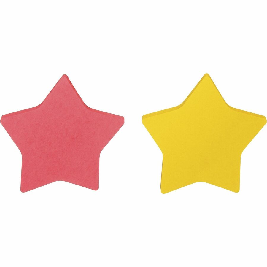 Post-it&reg; Super Sticky Die-Cut Notes - 150 - 3" Flag/Note Width x 3" Flag/Note Length - Star - 75 Sheets per Pad - Unruled - Yellow, Pink - Self-adhesive - 1 Pack