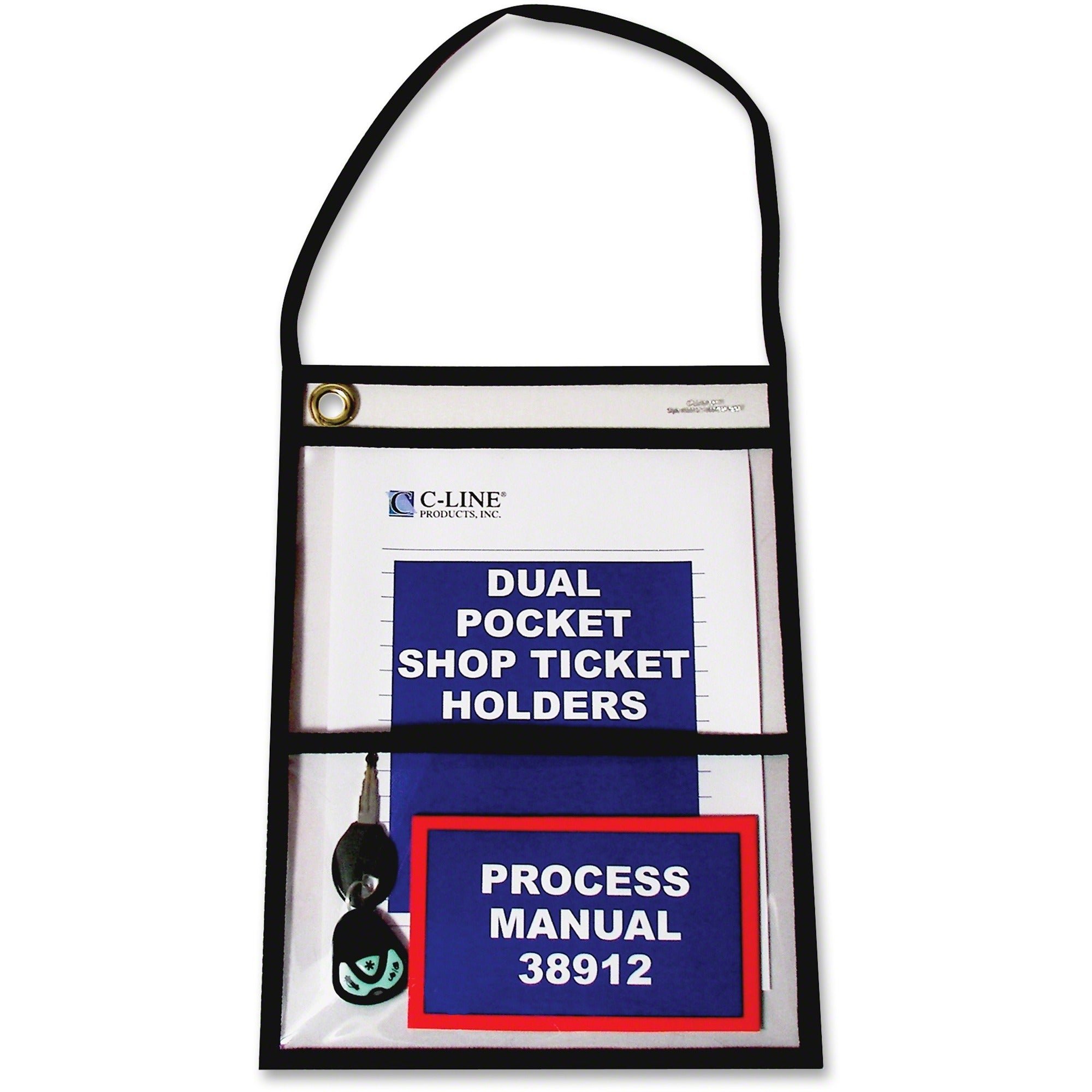 C-Line Vinyl File Pocket - 9" x 12" - 2 Pocket(s) - Vinyl - Clear - Flap, Heavy Duty, Hook & Loop Closure - 15 / Box