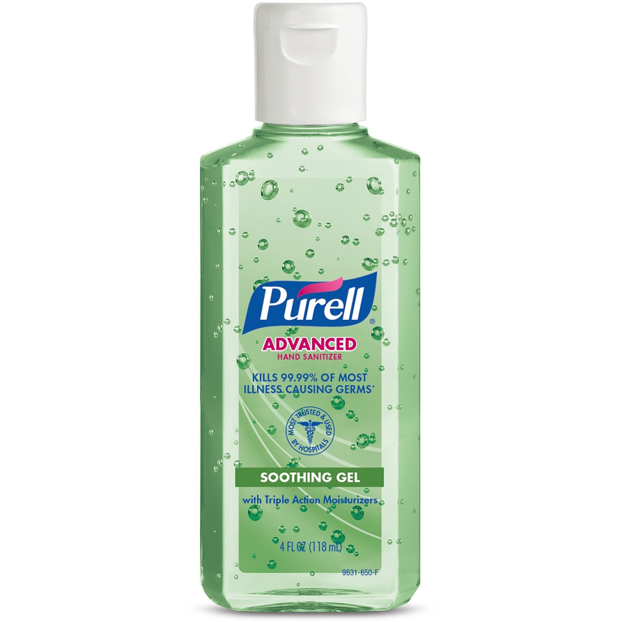 PURELL&reg; Advanced Hand Sanitizer Gel - Floral Scent - 4 fl oz - Squeeze Bottle Dispenser - Kill Germs - Hand - Moisturizing - Green - Non-sticky, Residue-free, Moisturizing - 1 Each
