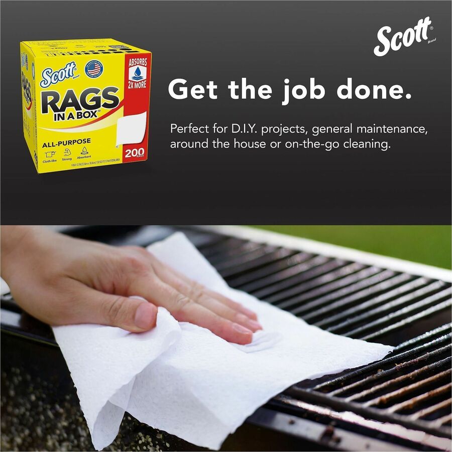 12" Length x 9" Width - Soft, Strong, Lint-free, Absorbent - White - 1 Box