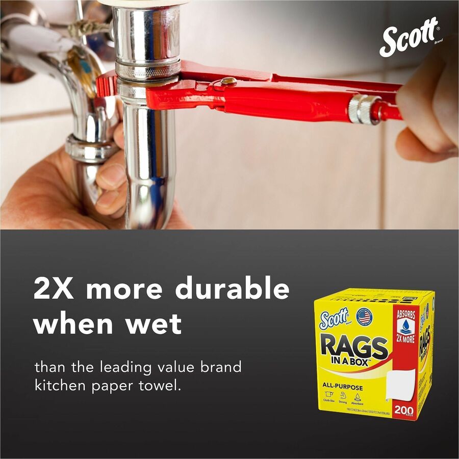 12" Length x 9" Width - Soft, Strong, Lint-free, Absorbent - White - 1 Box