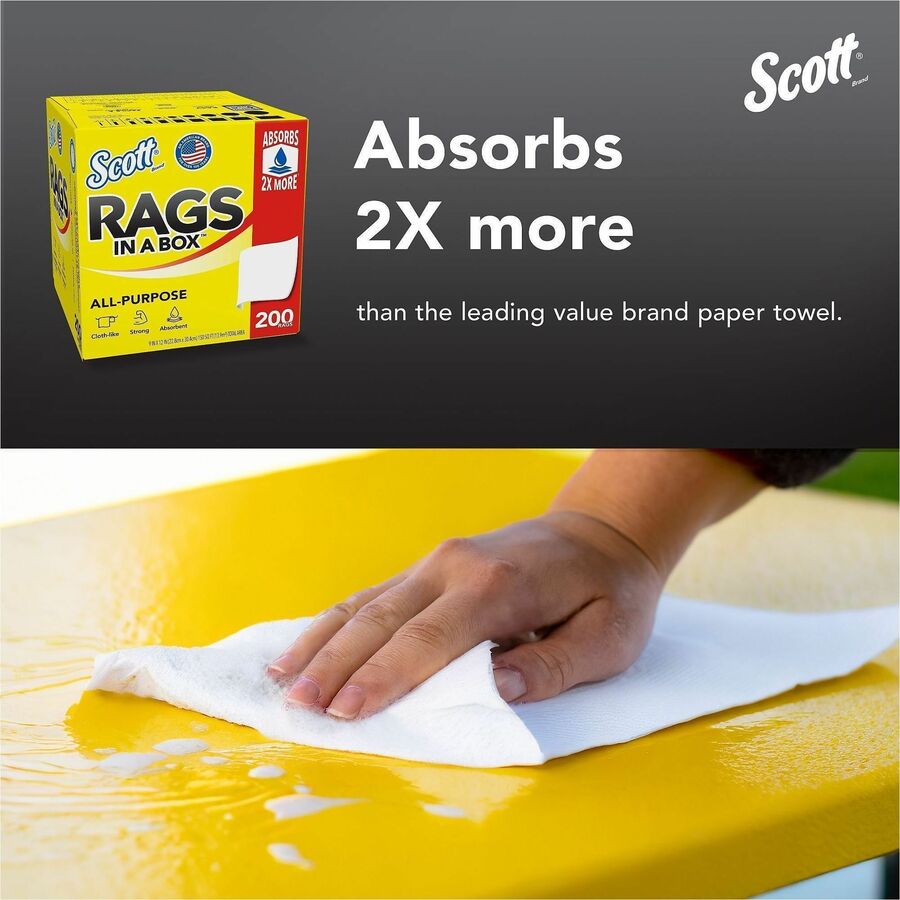 12" Length x 9" Width - Soft, Strong, Lint-free, Absorbent - White - 1 Box