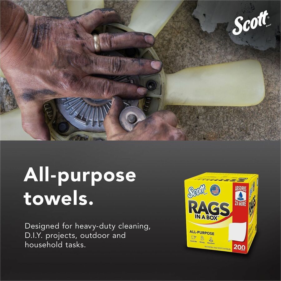 12" Length x 9" Width - Soft, Strong, Lint-free, Absorbent - White - 1 Box