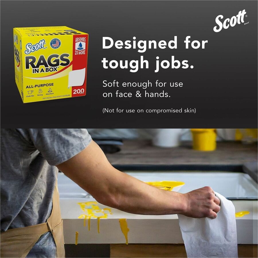 12" Length x 9" Width - Soft, Strong, Lint-free, Absorbent - White - 1 Box