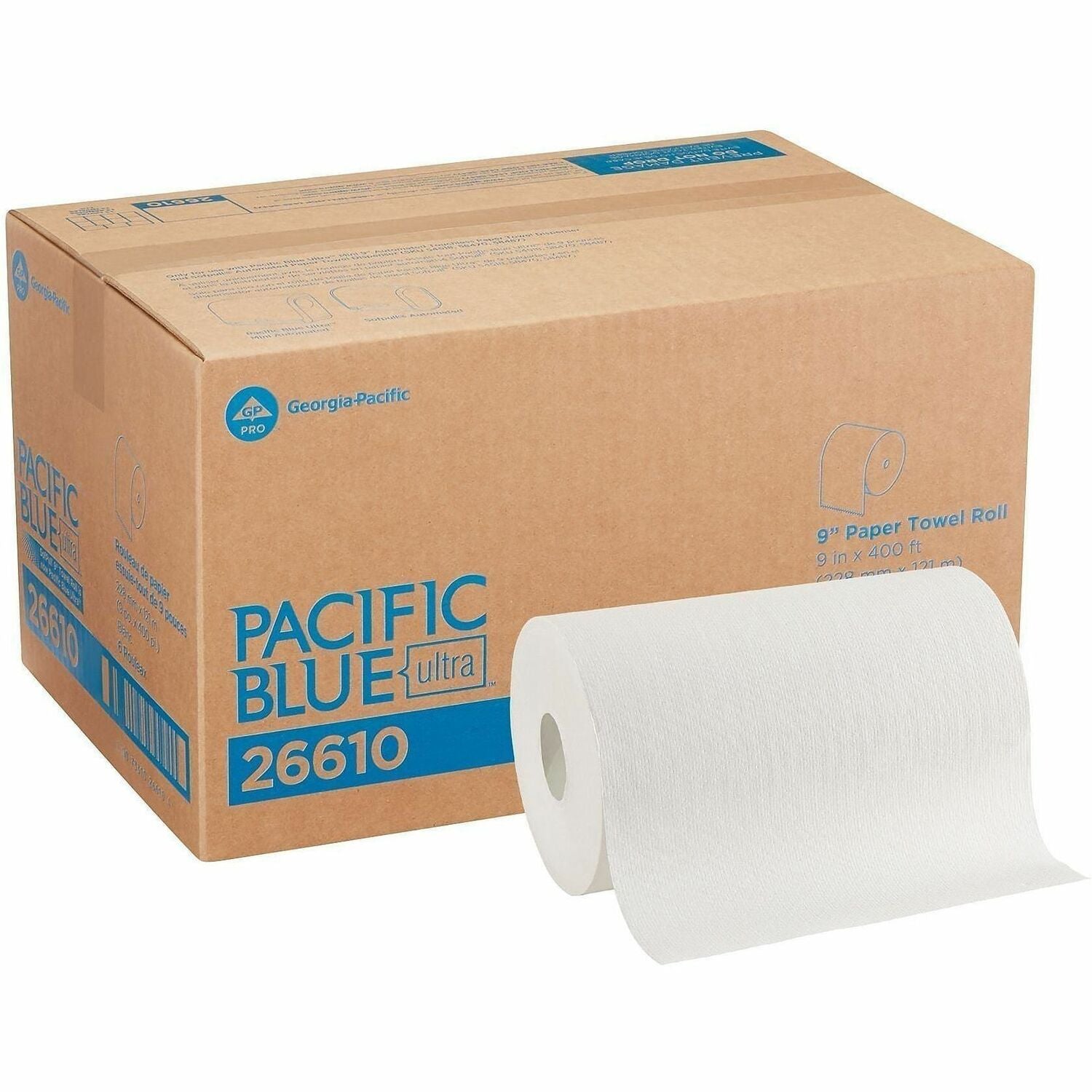 1 Ply - 9" Width x 400 ft Length - White - 6 / Carton
