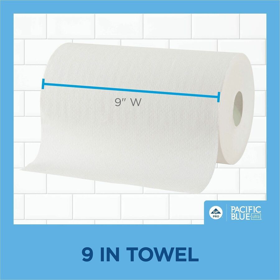 1 Ply - 9" Width x 400 ft Length - White - 6 / Carton