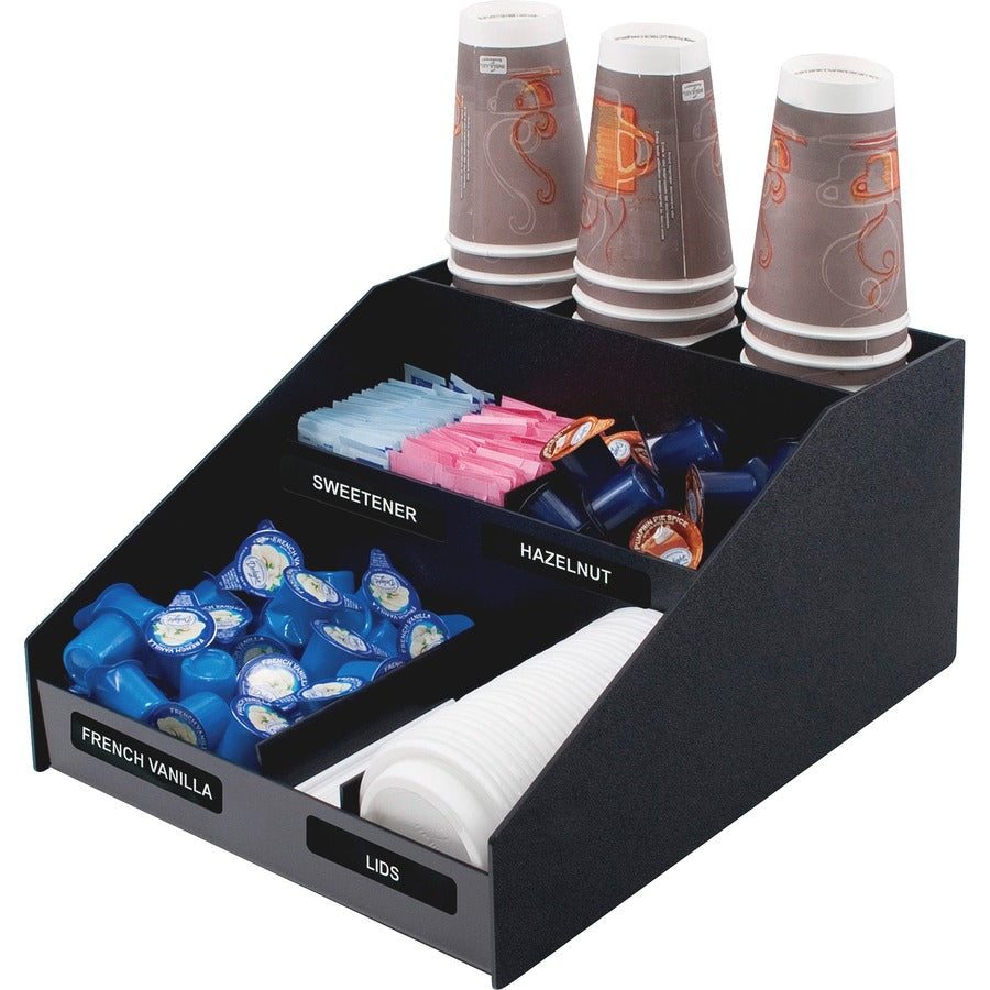 9 Compartment(s) - 6 Divider(s) - 7.50" Height x 12" Width x 16" Depth - Desktop - Chip Resistant - Black - 1 Each